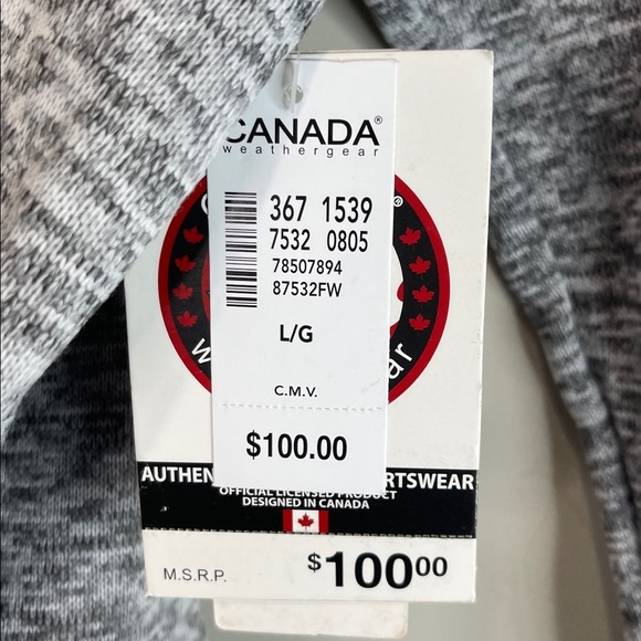 Canada Weathergear NWT Zip-Up Hoodie Heathered Grey Pockets Size Large - Picture 9 of 13